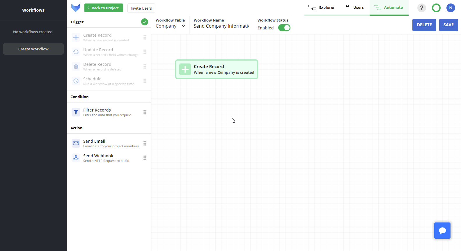 Add Send Webhook Workflow Action