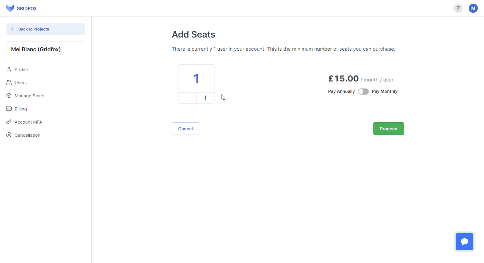 Choosing Seat Count