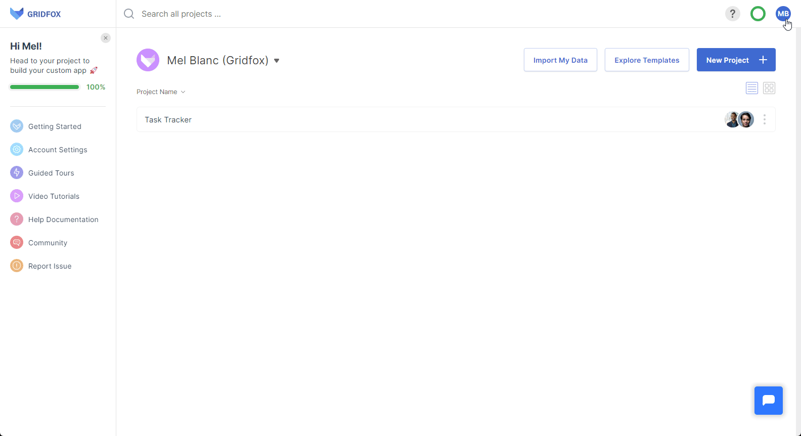 Gif showing the process for adding a profile picture on Gridfox