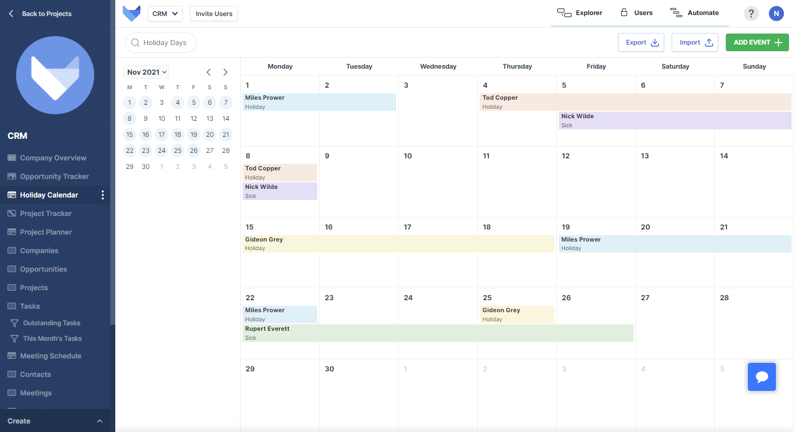 Calendar View