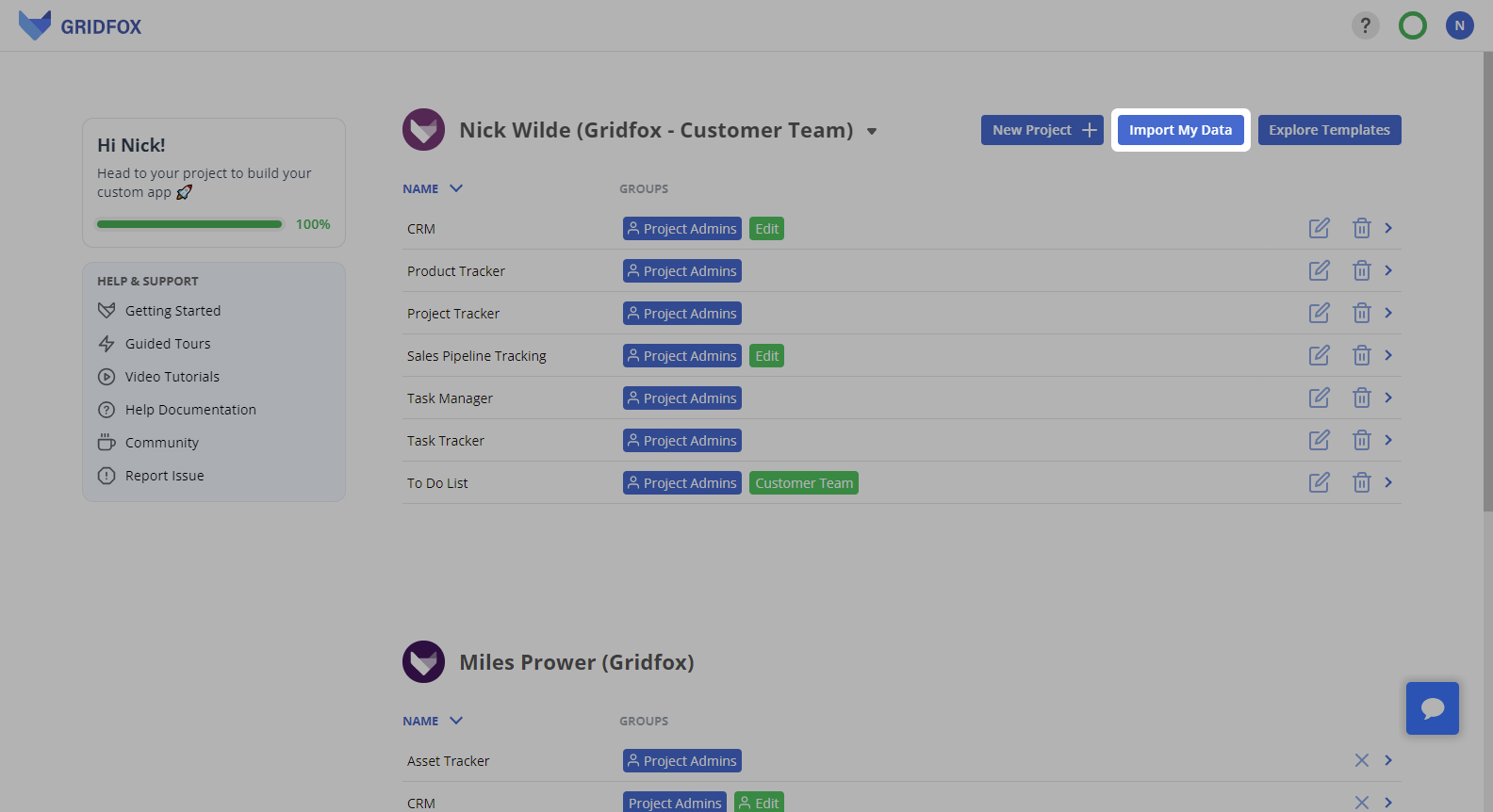 Import Data Button
