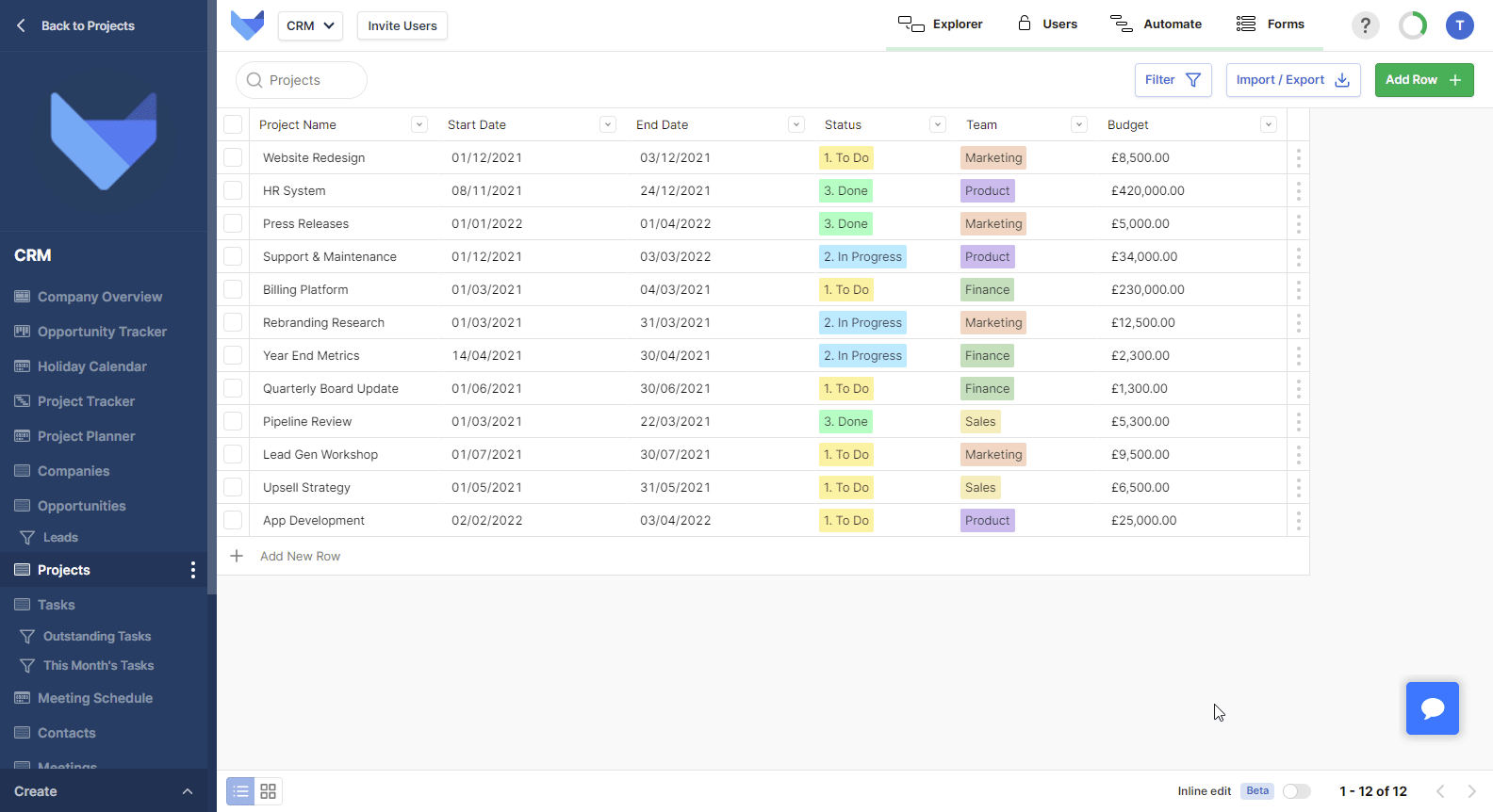 Inline Edit Example
