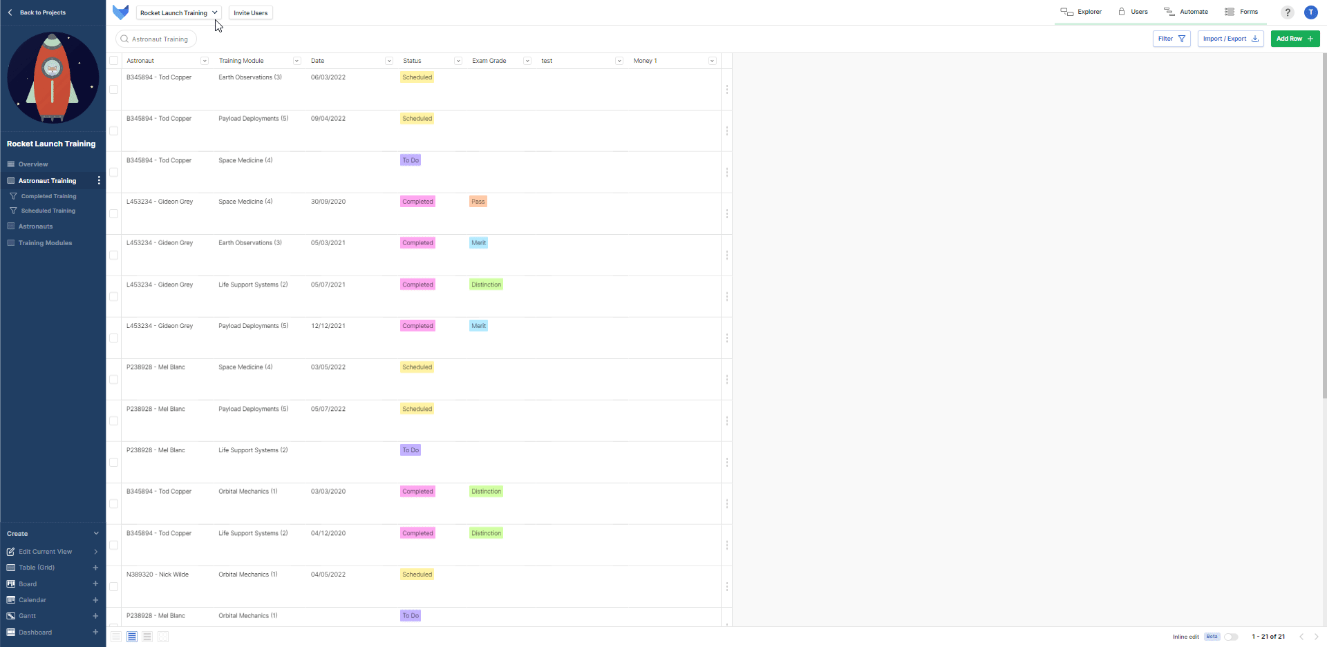 Open projects in a new tab