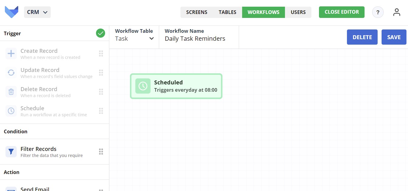 Workflow with Schedule Step on canvas