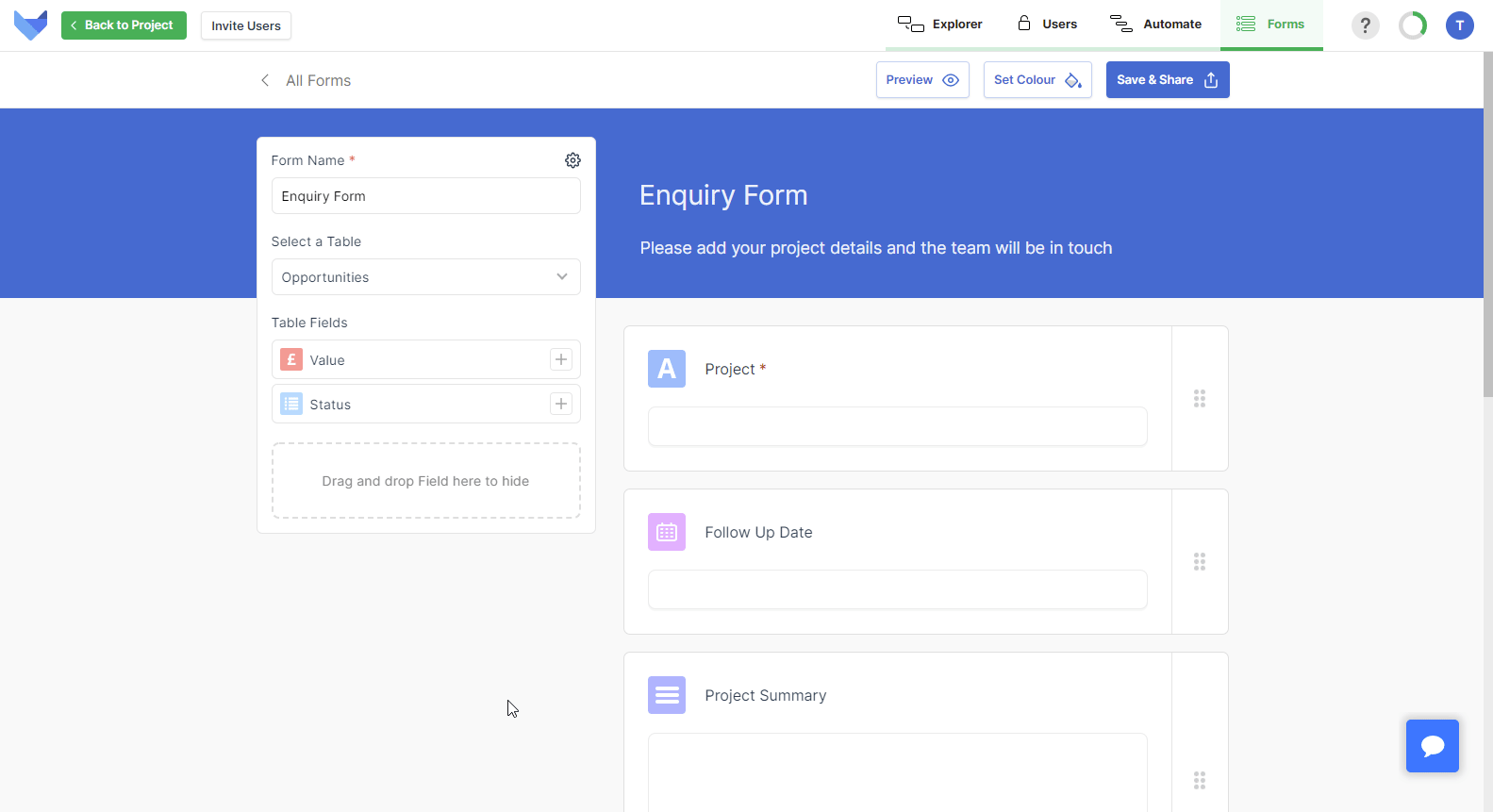 Showing Form Fields
