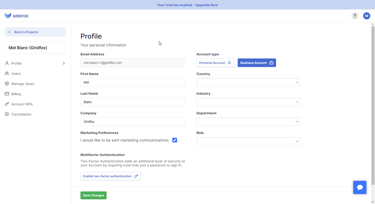 Upgrading an Account